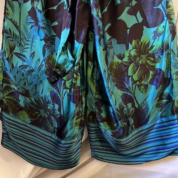 ANTHROPOLOGIE BY MARY O’MOLLY SILK JUMPSUIT IN BLUE GREEN FLORAL MEDIUM NWT - Picture 8 of 12